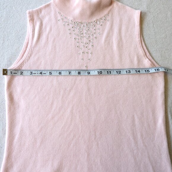 Y2k Rhinestone Embellished Pink Turtleneck Tank | BarbieCore | Romantic - Picture 6 of 6